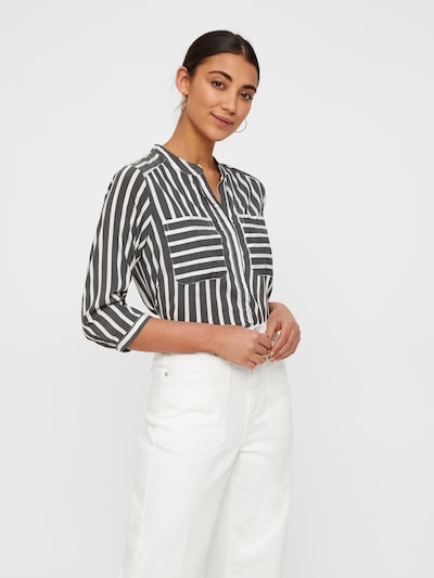 VERO MODA Streifenbluse 'Vmerika' in grau / weiß, Modelansicht