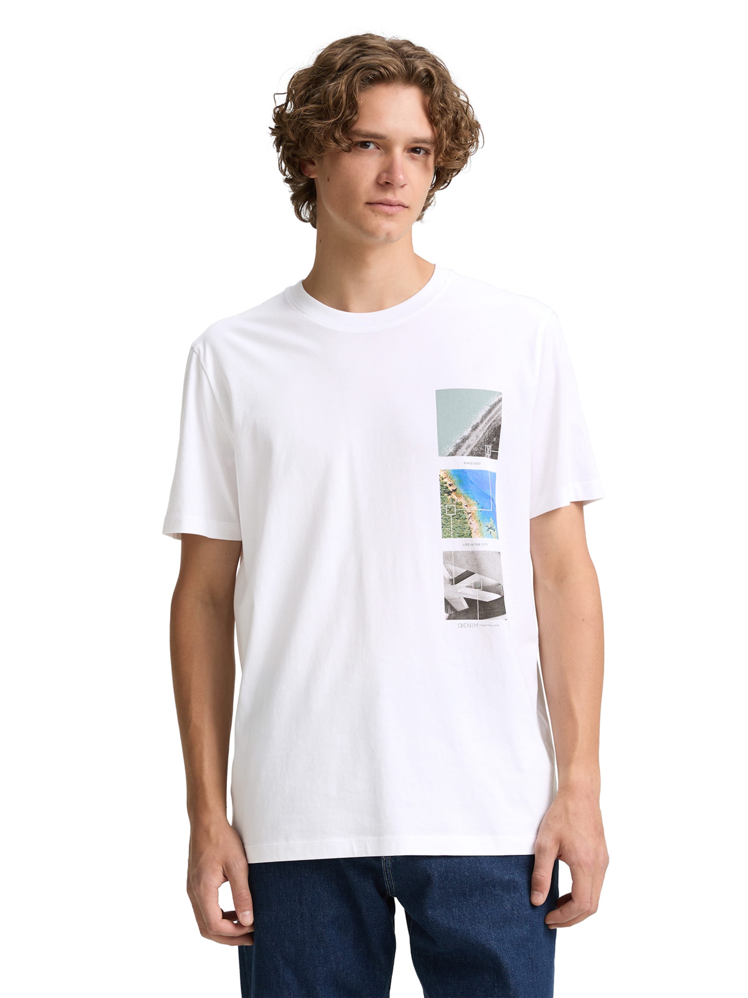 Tricou de la TOM TAILOR DENIM pe alb: față