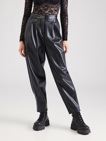 HUGO Loose fit Pleat-front trousers 'Hesizila' in Black: front