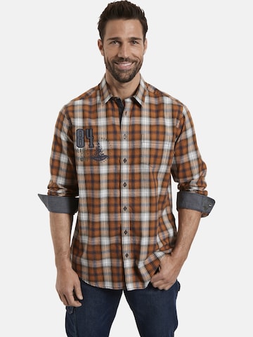 Jan Vanderstorm Comfort fit Button Up Shirt 'Gyrth' in Orange: front