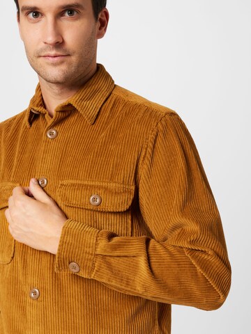 JACK & JONES Comfort fit Button Up Shirt 'Darren' in Brown