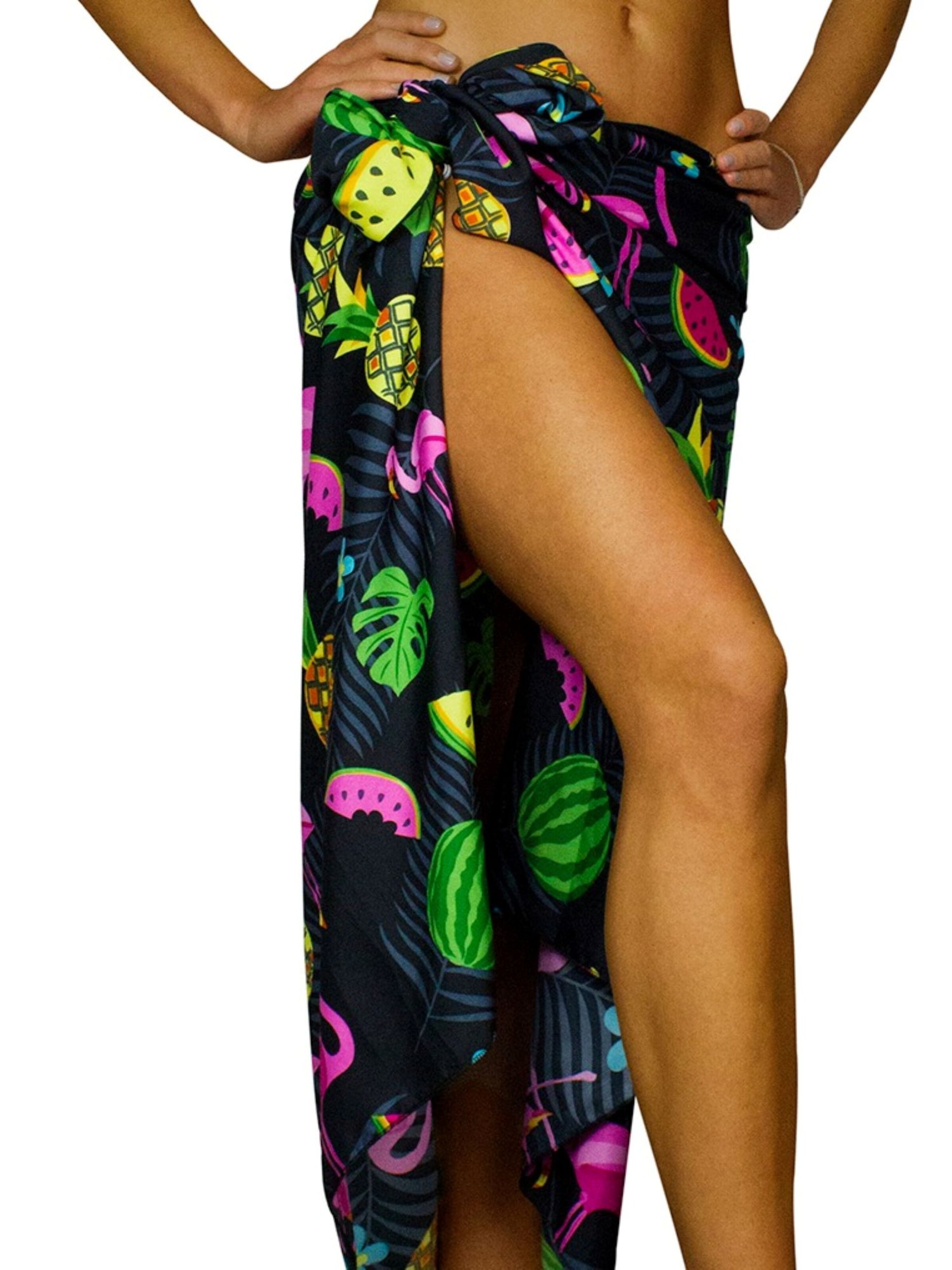King Kameha Scarf 'Flamingo Melon' in Black
