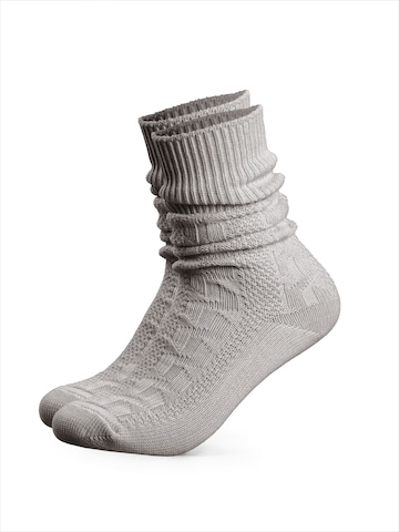 Herz Sticht Trachtensocken 'Enzian'‌‌‌‌‌‌‌‌ in Grau: Vorderseite