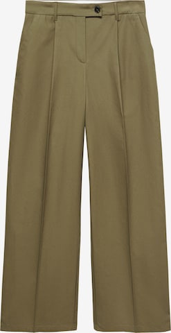 MANGO Wide leg Pleated Pants 'Coti' in Green: front