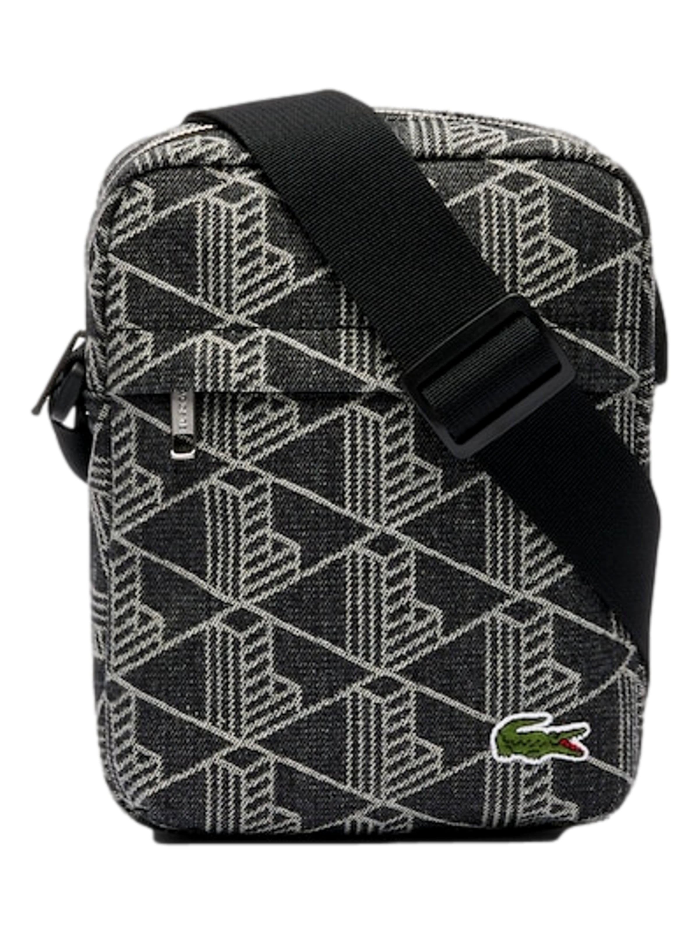 LACOSTE Crossbody bag 'Neocroc' in Black: front