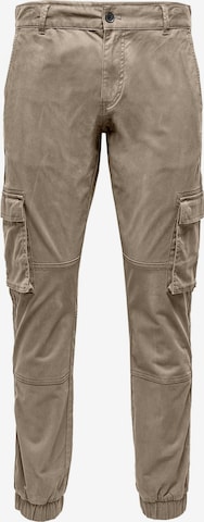 Only & Sons Tapered Cargo Pants in Beige: front