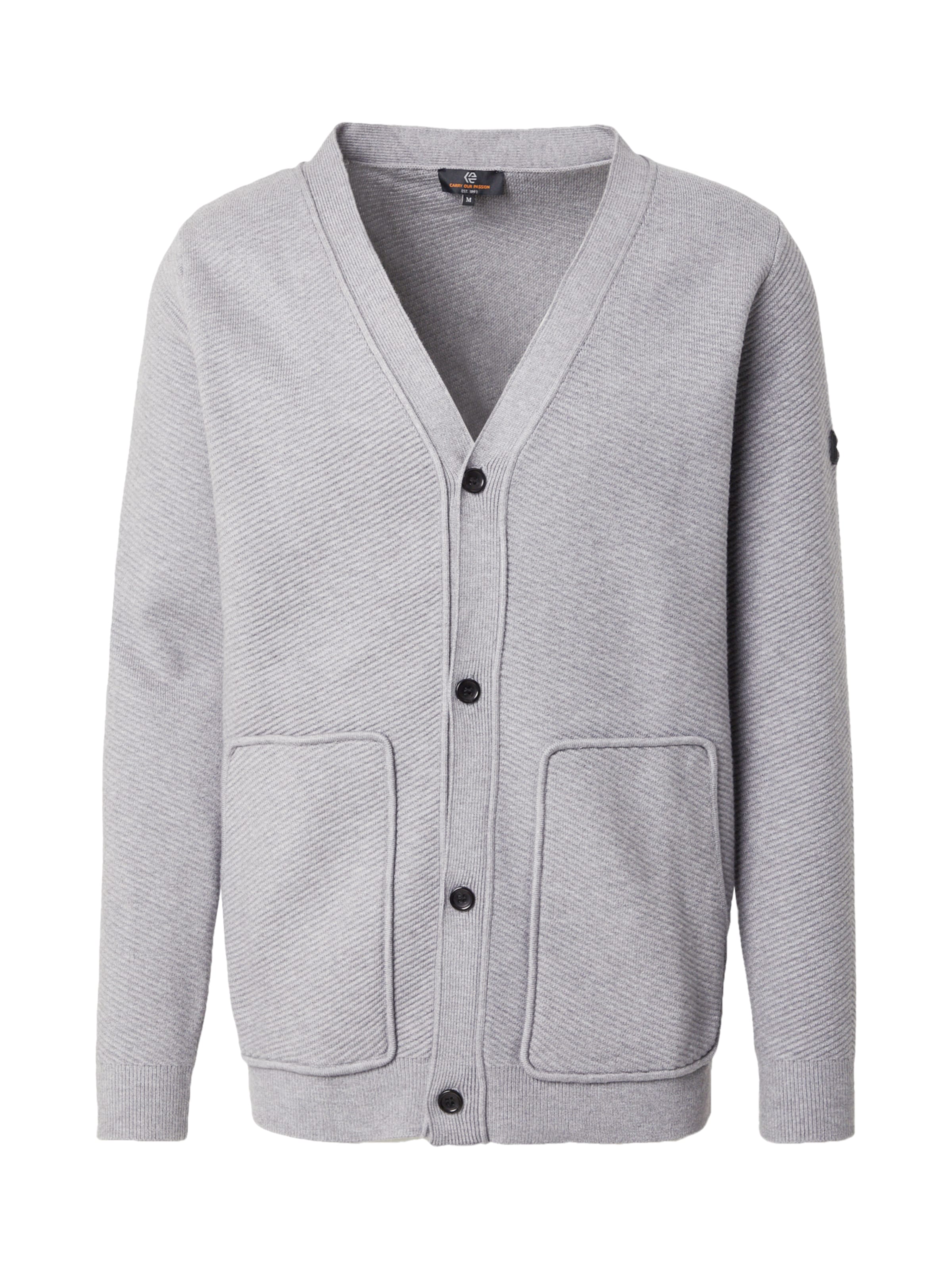 INDICODE JEANS Strickjacke 'Squif' in Grau: Vorderseite