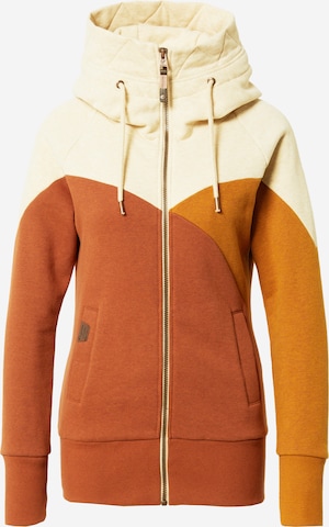 Ragwear Zip-Up Hoodie in Brown: front