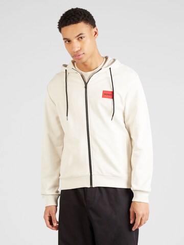 HUGO Zip-Up Hoodie 'Daple' in White: front