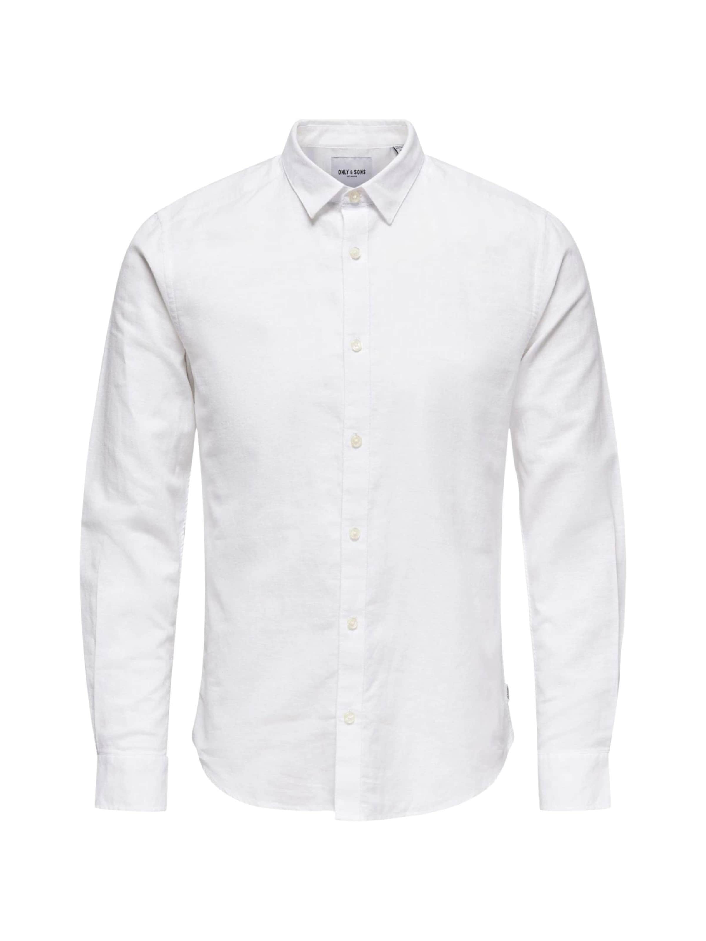 Only & Sons Button Up Shirt 'ONLY & SONS ONSCAIDEN LIFE LS SOLID LINEN BLEND NOOS CAMICIA' in White, Item view