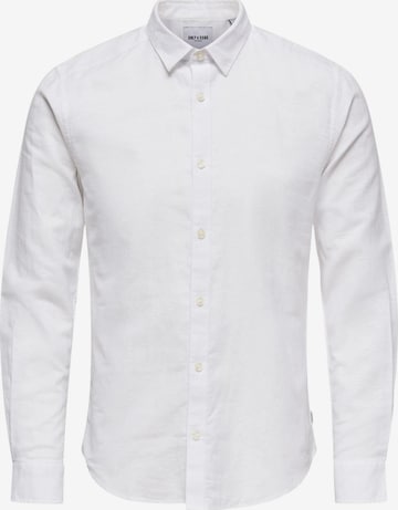 Only & Sons Button Up Shirt 'ONLY & SONS ONSCAIDEN LIFE LS SOLID LINEN BLEND NOOS CAMICIA' in White: front