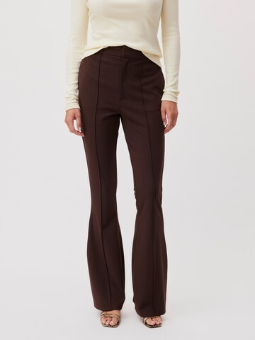 LeGer by Lena Gercke Flared Pleated Pants 'Hildegard Tall' in Brown: front