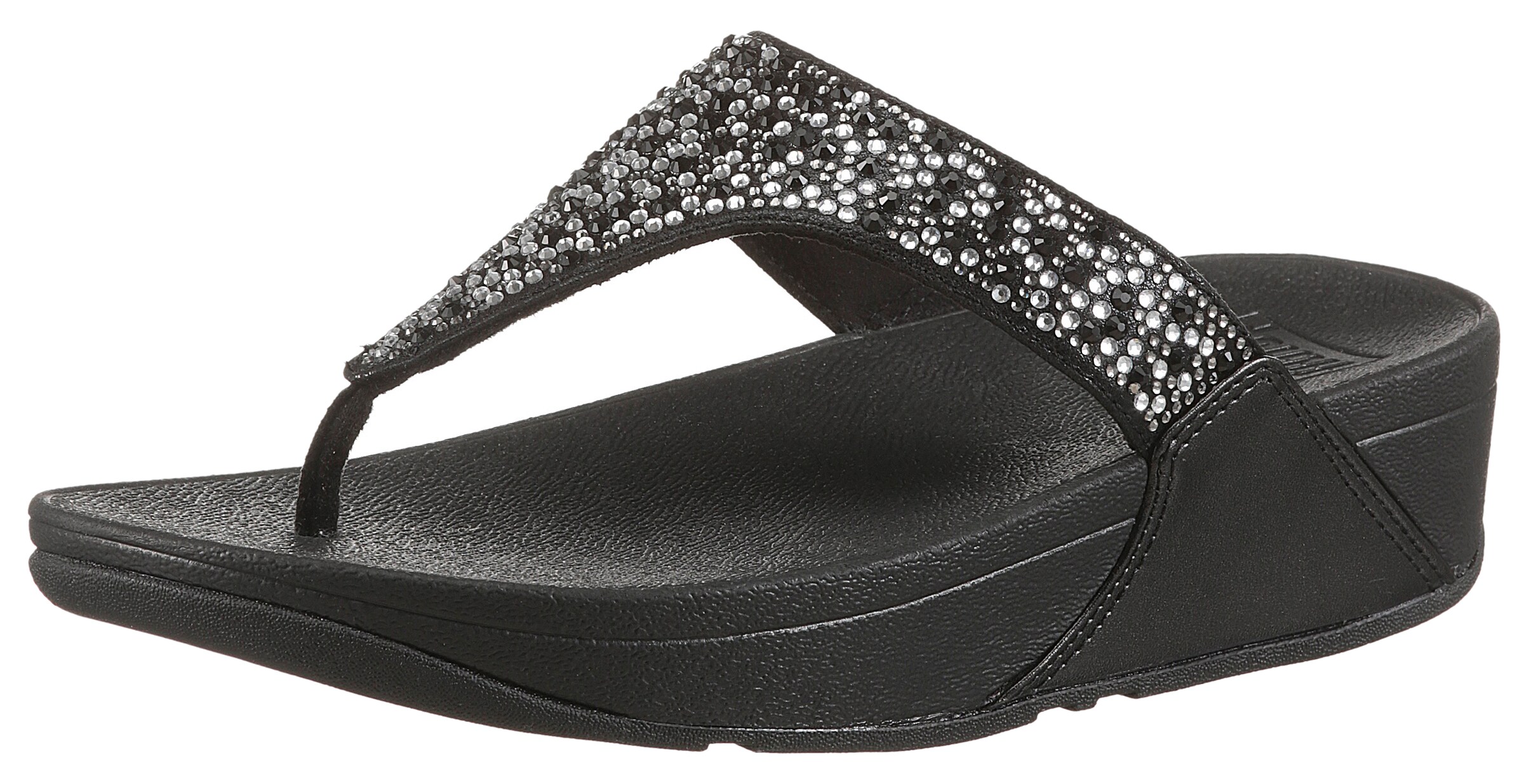 FitFlop T-Bar Sandals in Black: front
