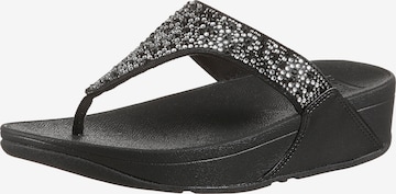 FitFlop T-Bar Sandals in Black: front
