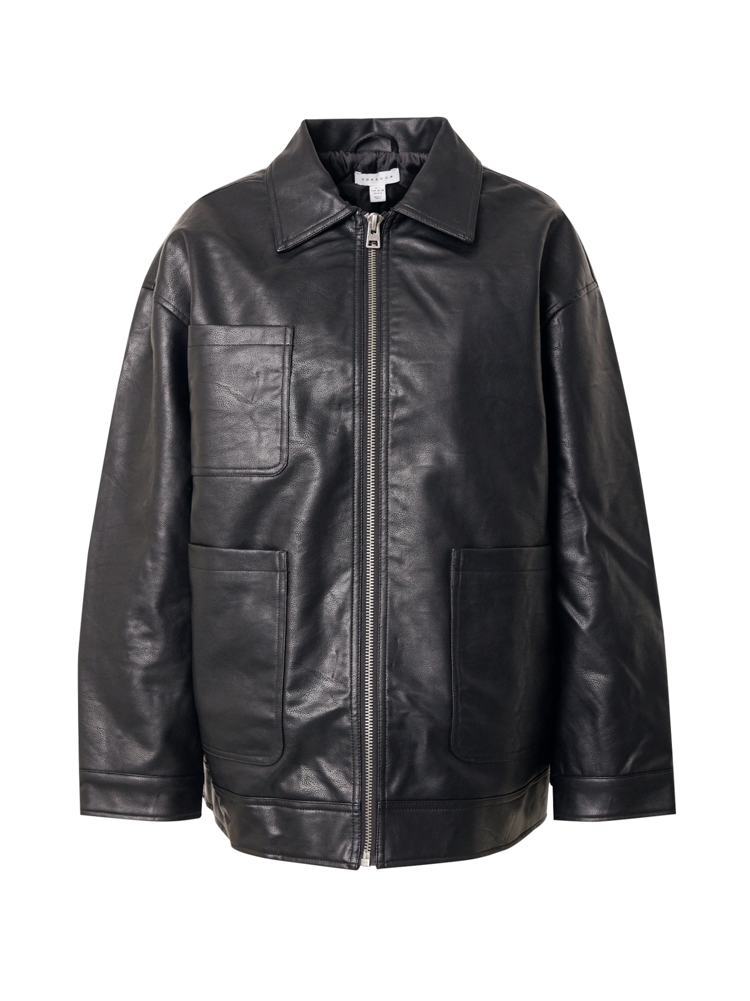 melns TOPSHOP Starpsezonu jaka: no priekšpuses