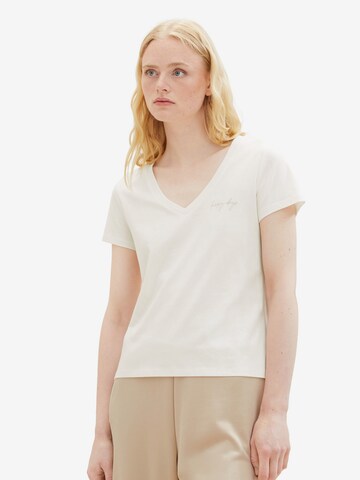 T-shirt TOM TAILOR DENIM en blanc : devant