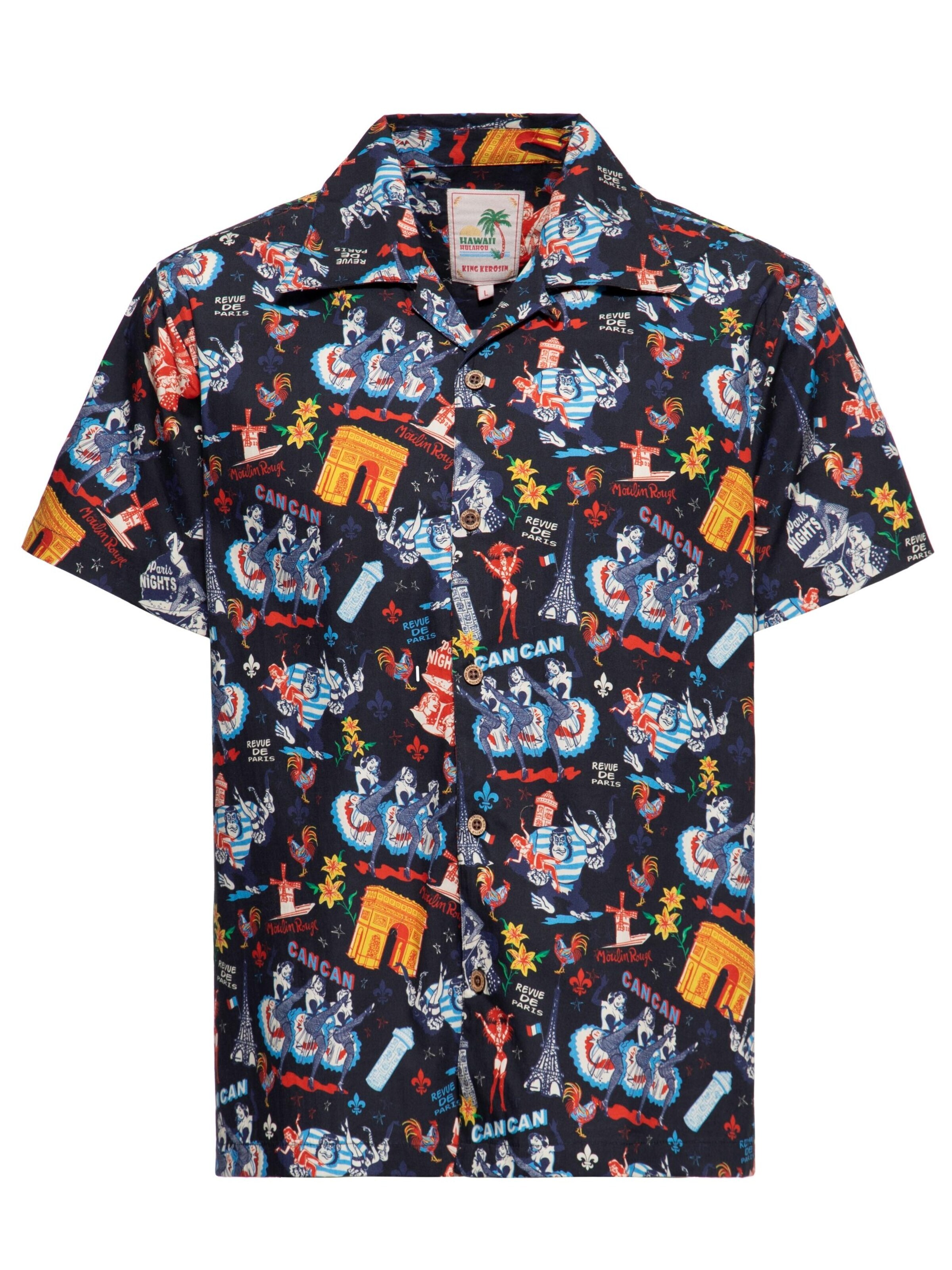 King Kerosin Regular fit Button Up Shirt 'Paris' in Black: front