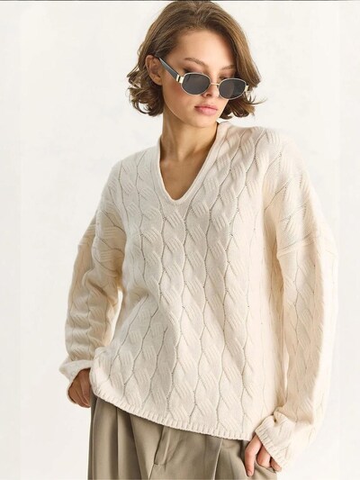 Bianco Lucci Pull-over 'Pullover' en S-M en crème, Vue avec produit