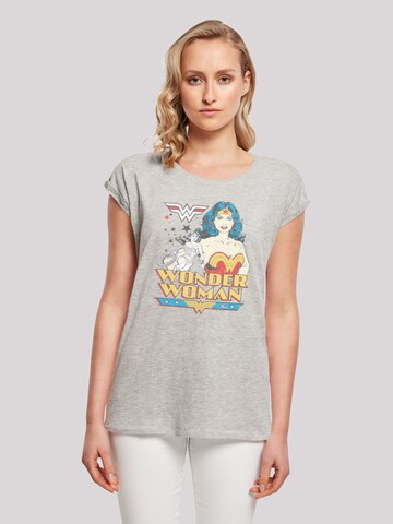 F4NT4STIC - Camiseta 'DC Comics Superhelden Wonder Woman Posing' en gris: frente