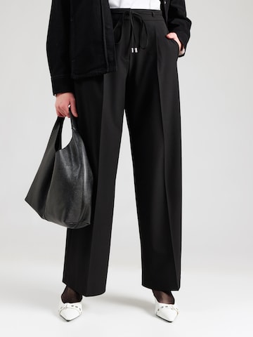 HUGO Wide leg Pleat-front trousers 'Haminde' in Black: front