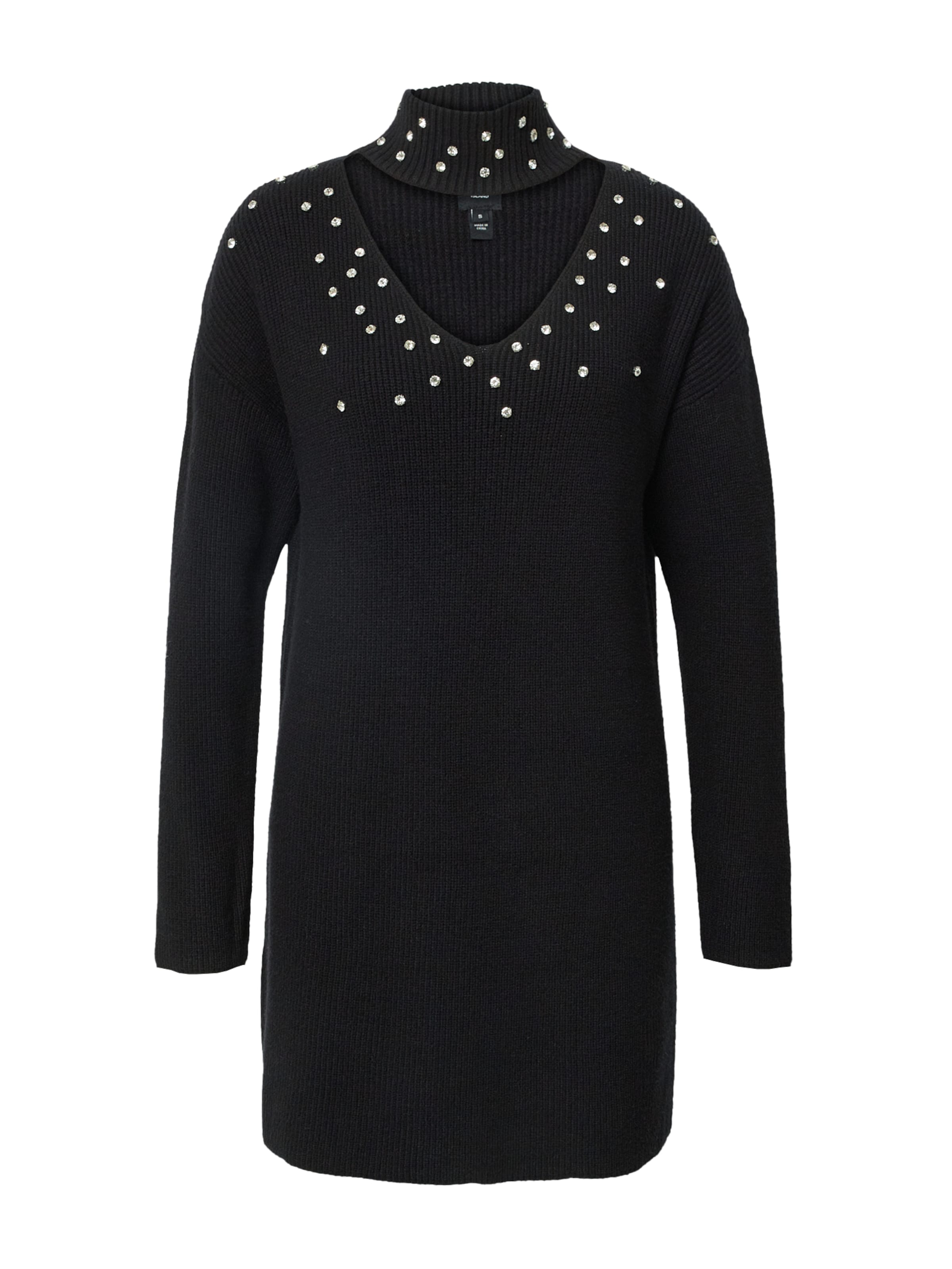 River IslandPletena haljina - crna boja: prednji dio