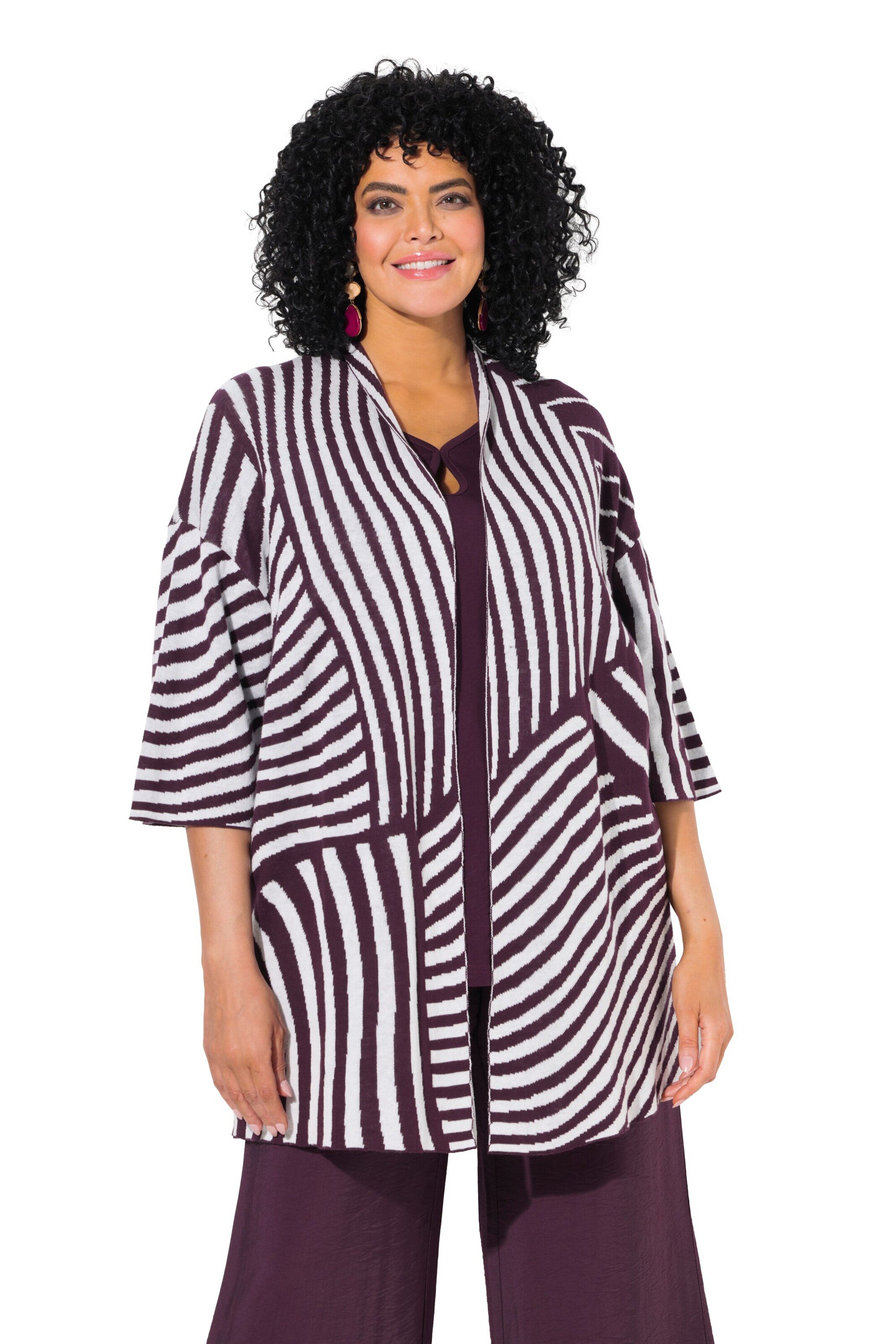 Ulla Popken Gebreid vest in Lila: voorkant