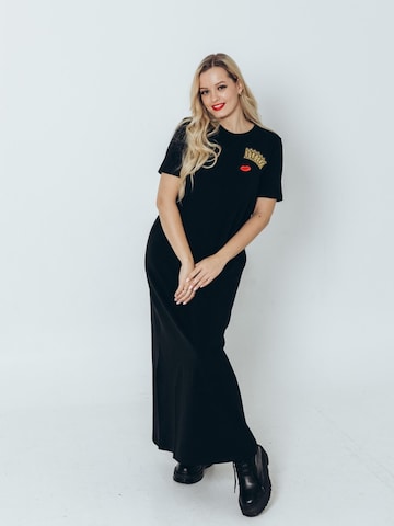 Robe 'CROWN AND RED LIPS' RADADA en noir : devant