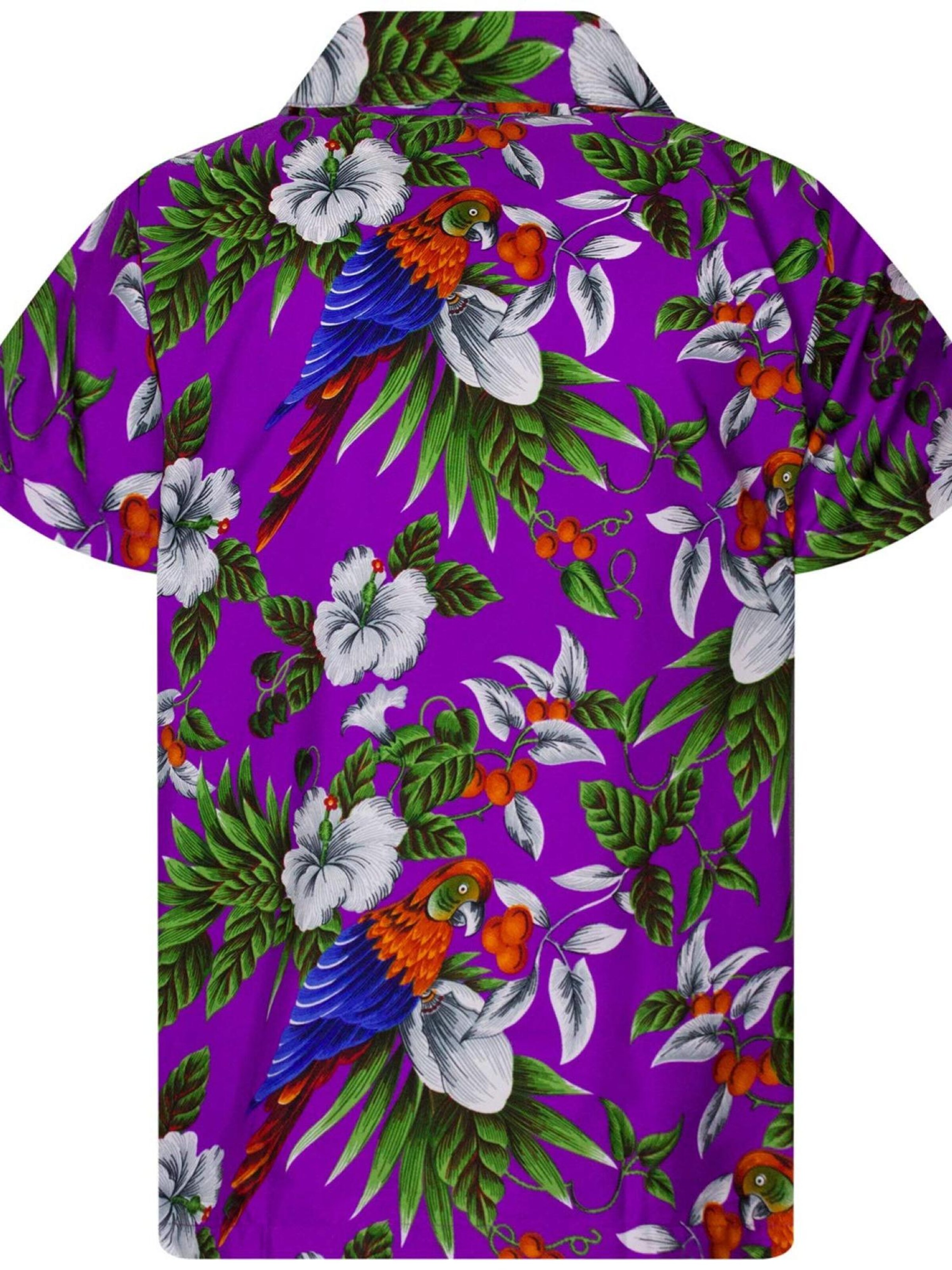 King Kameha Regular fit Button Up Shirt 'Cherryparrot' in Purple