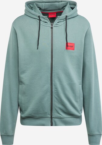 HUGO Zip-Up Hoodie 'Daple' in Green: front