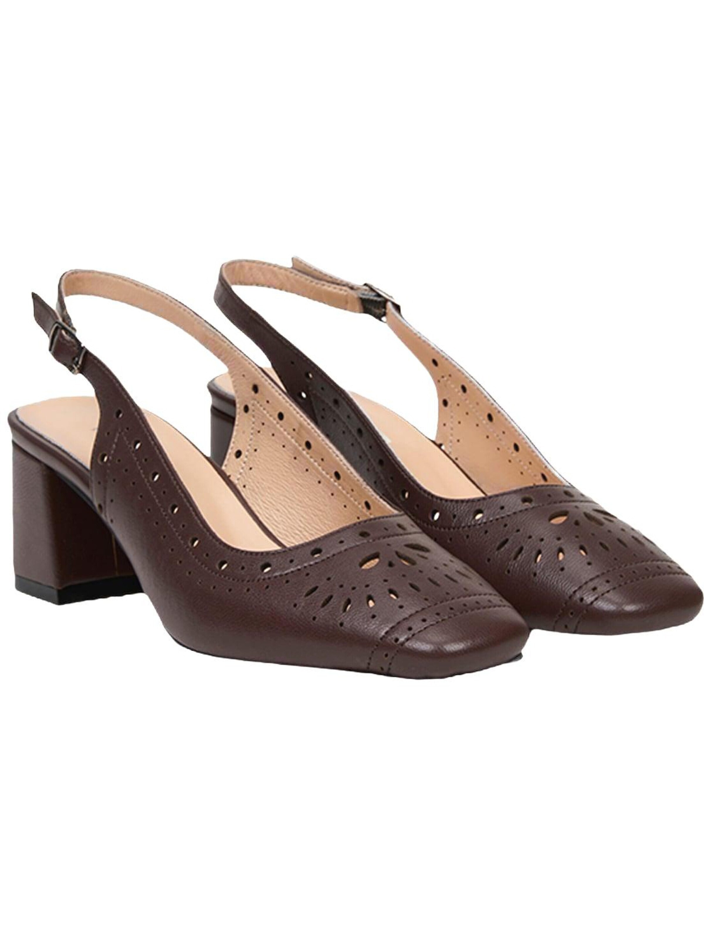 Desa Slingpumps 'Blockabsatz-Schlupf' in Bruin: voorkant