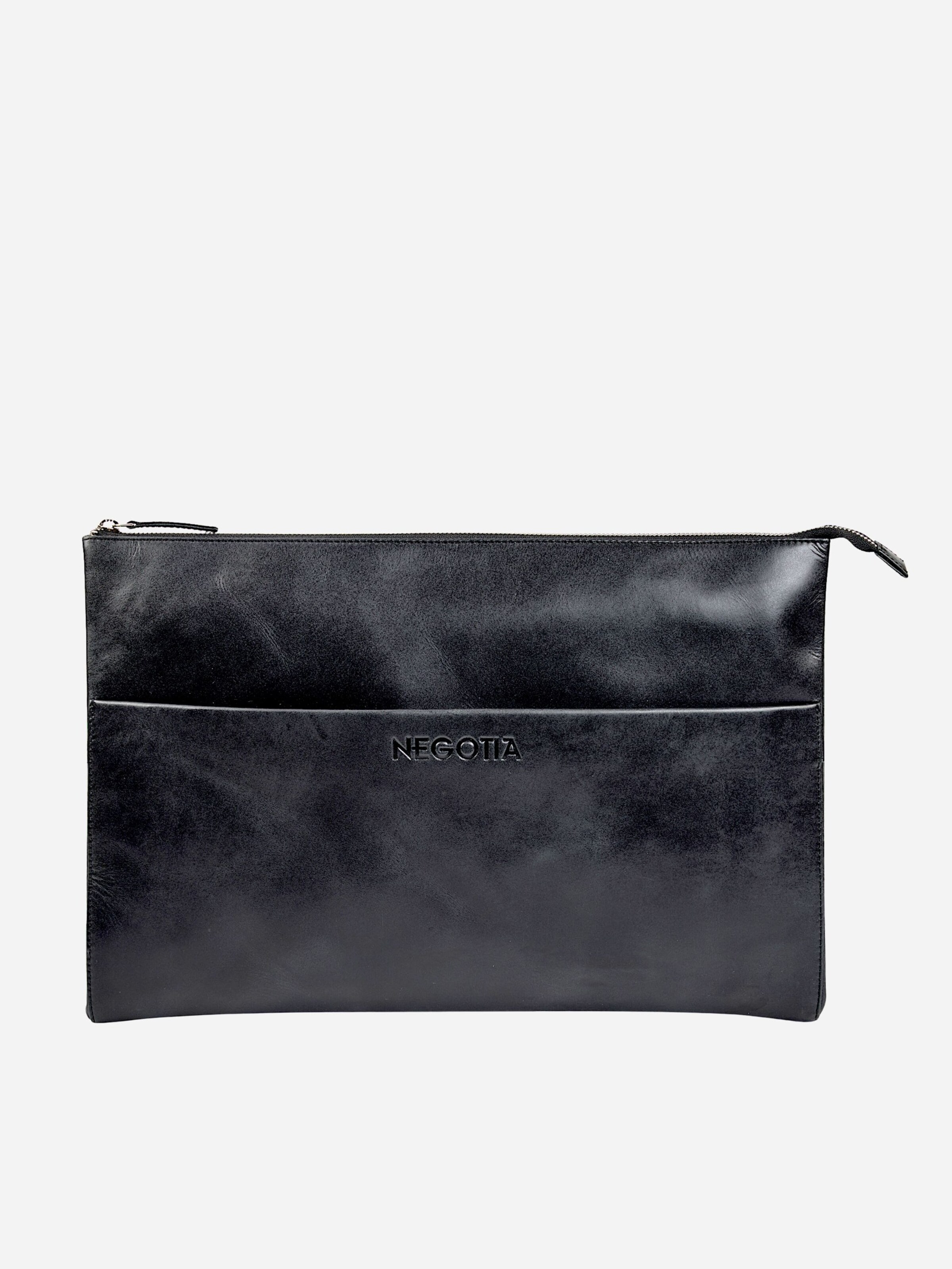 NEGOTIA Leather Laptoptas 'Notion 15.6 inch' in Zwart: voorkant