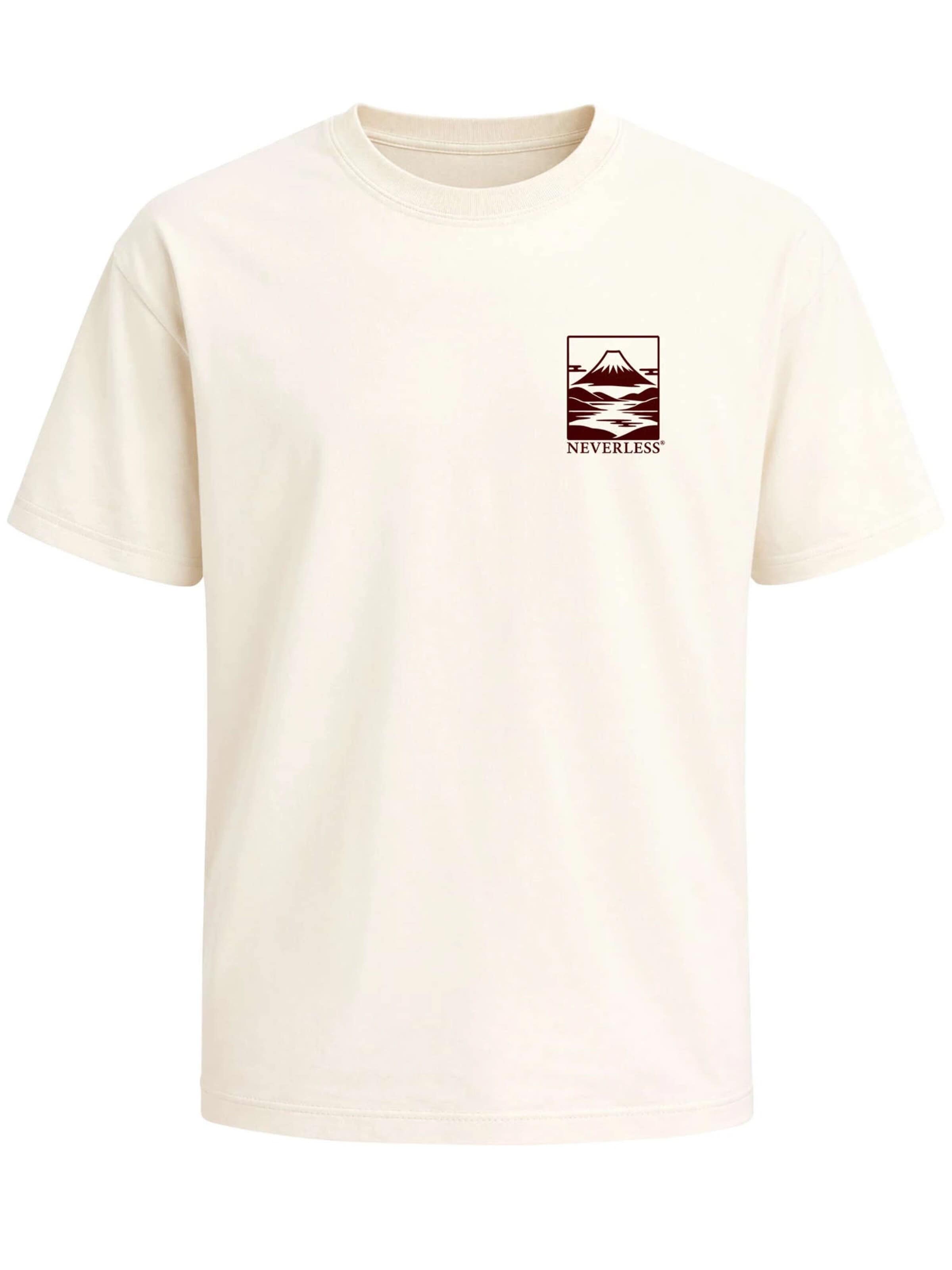 Neverless Shirt 'Mount Fuji' in Beige: front