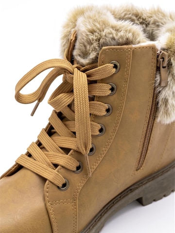 TorWeit Booties 'Fluffy Lace Up Winter Boots' in Brown