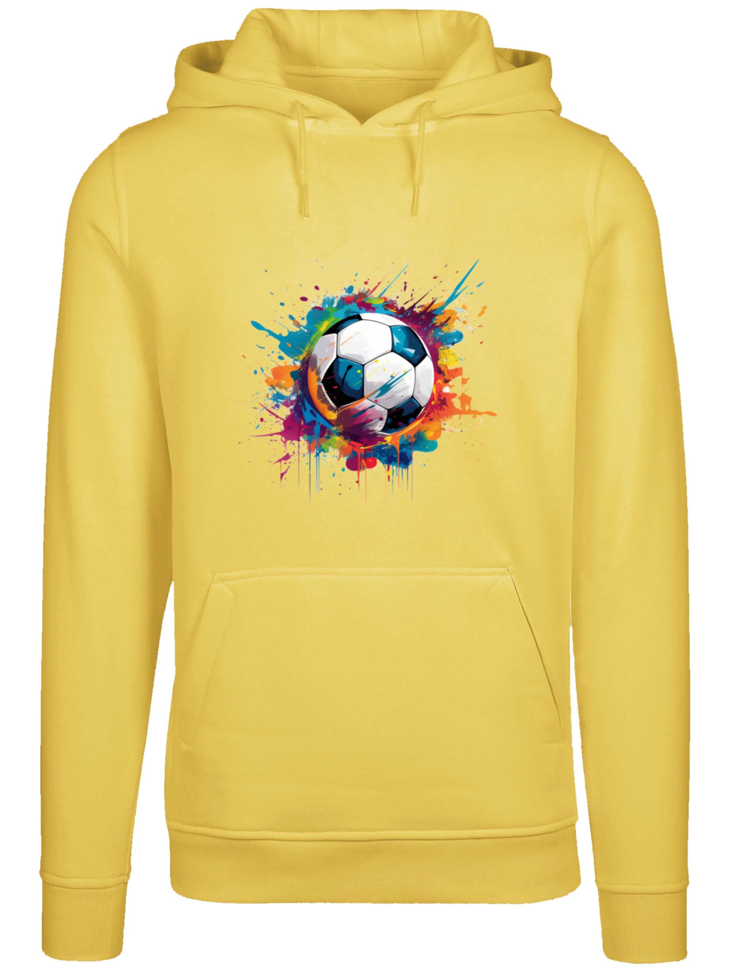 F4NT4STIC Trui 'Bunte Fußball Grafik' in Geel: voorkant