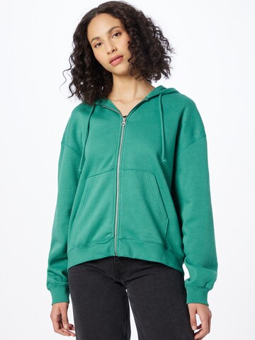 WEEKDAY Zip-Up Hoodie in Green: front