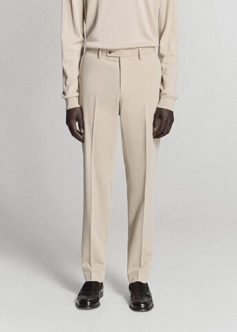 MANGO MAN Slim fit Pleated Pants 'Milan' in Beige: front