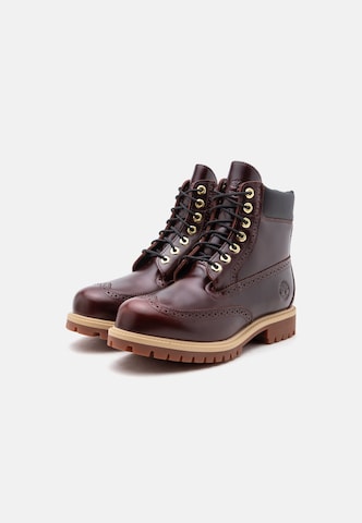 TIMBERLAND Боти с връзки в червено