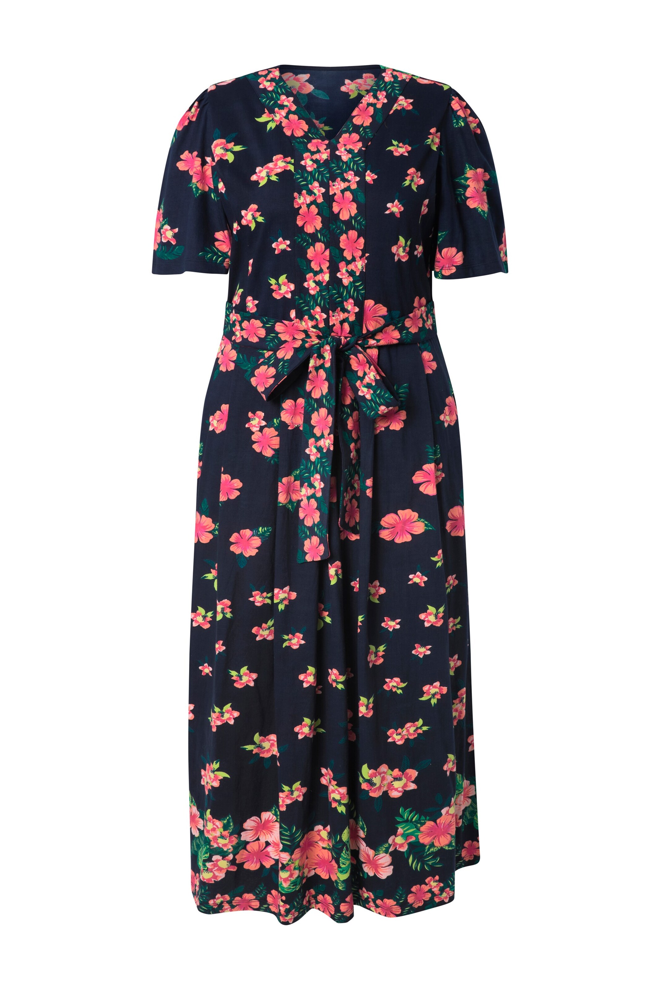 Ulla Popken Kleid in marine / dunkelgrün / koralle / pitaya, Produktansicht