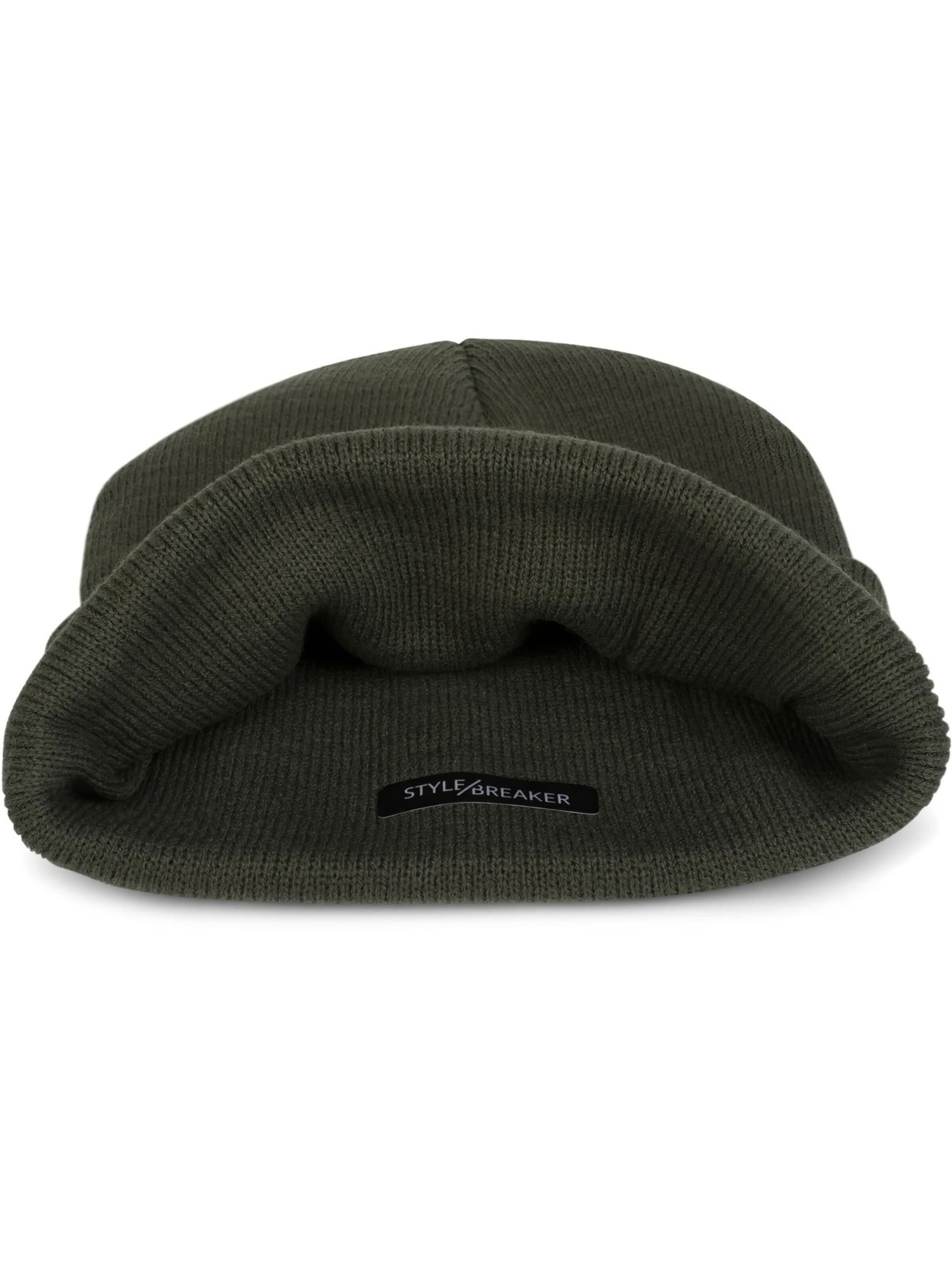 styleBREAKER Beanie 'Winter Strickmütze mit Krempe' in Green