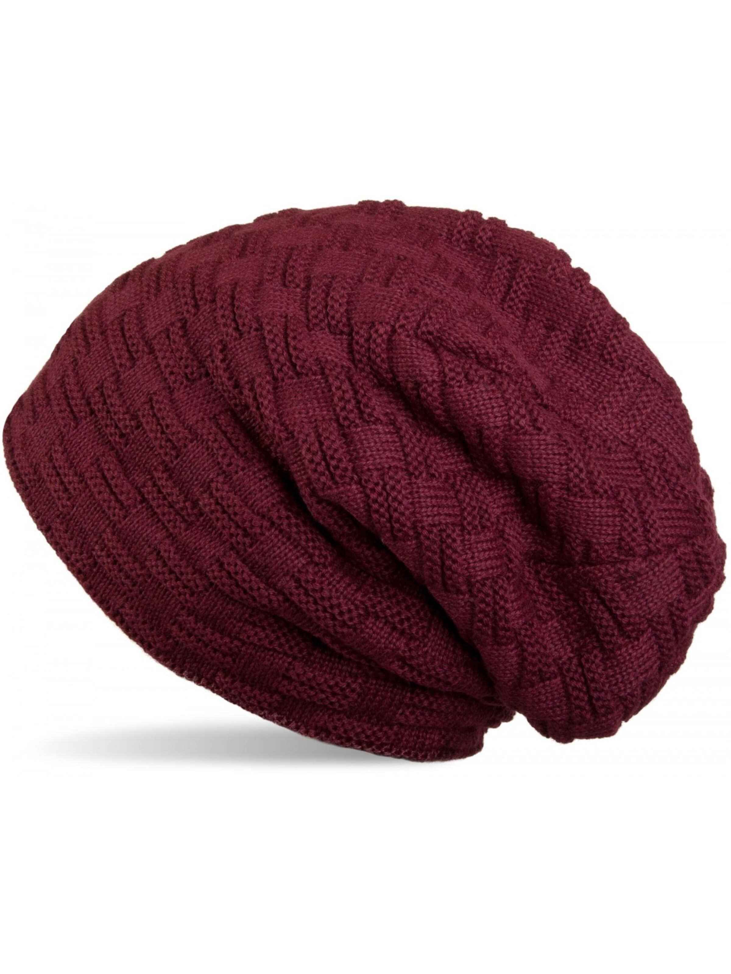 styleBREAKER Beanie 'Feinstrick Beanie mit Flecht Muster und Teddyfleece' in 56-61 in Red violet, Item view