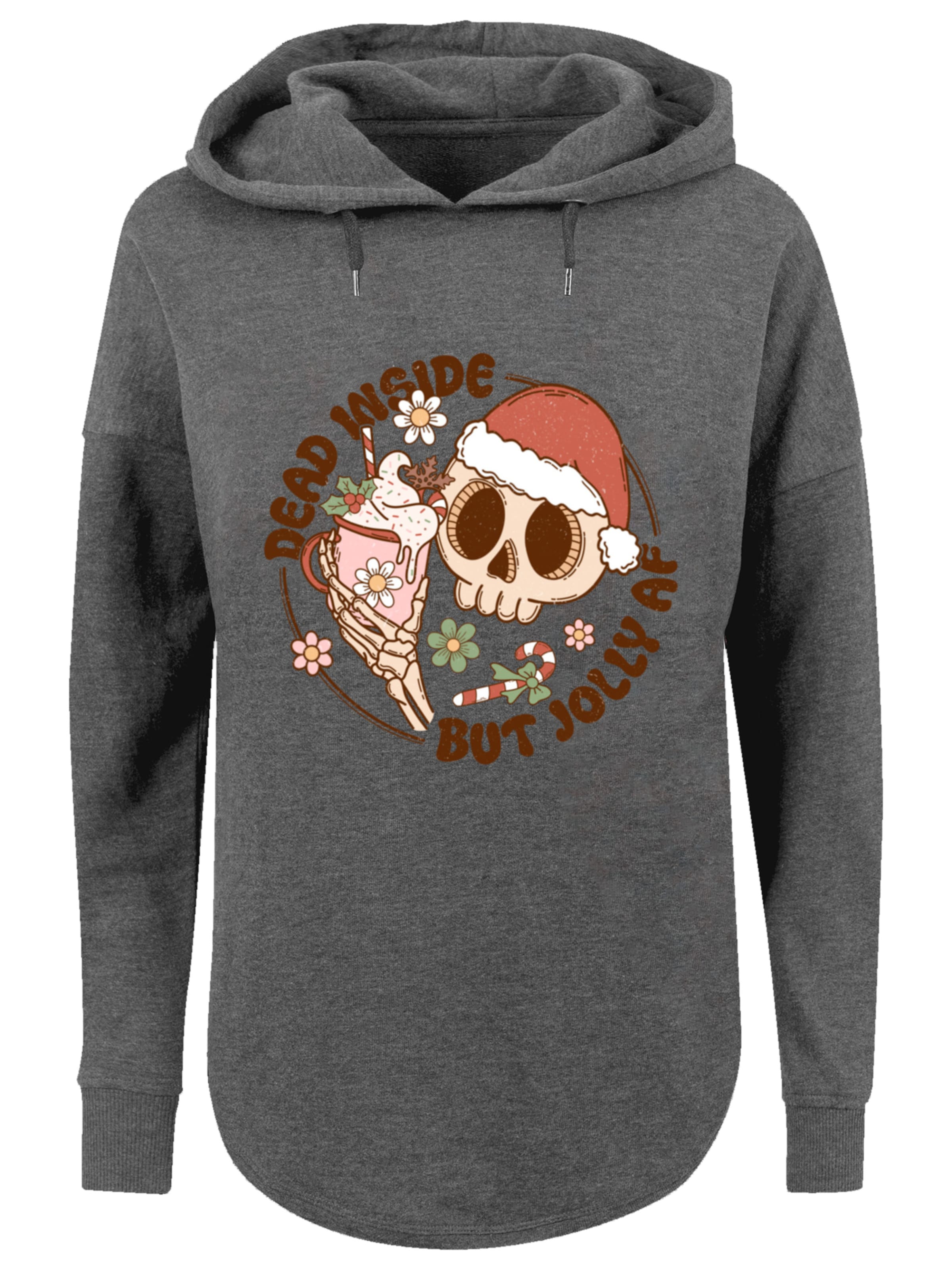 Sweat-shirt 'Dead inside but jolly AF Christmas' F4NT4STIC en gris : devant