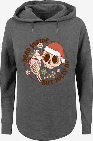 F4NT4STIC Sweatshirt 'Dead inside but jolly AF Christmas' in Grijs: voorkant