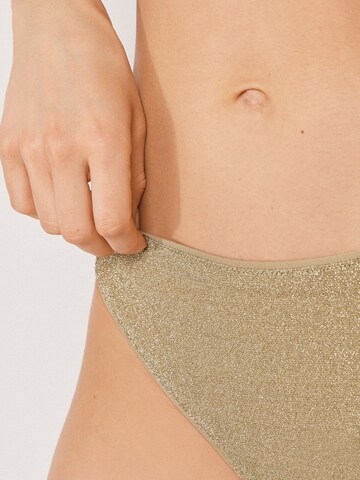 CALZEDONIA Bikini Bottoms 'Metallic Glow' in Beige