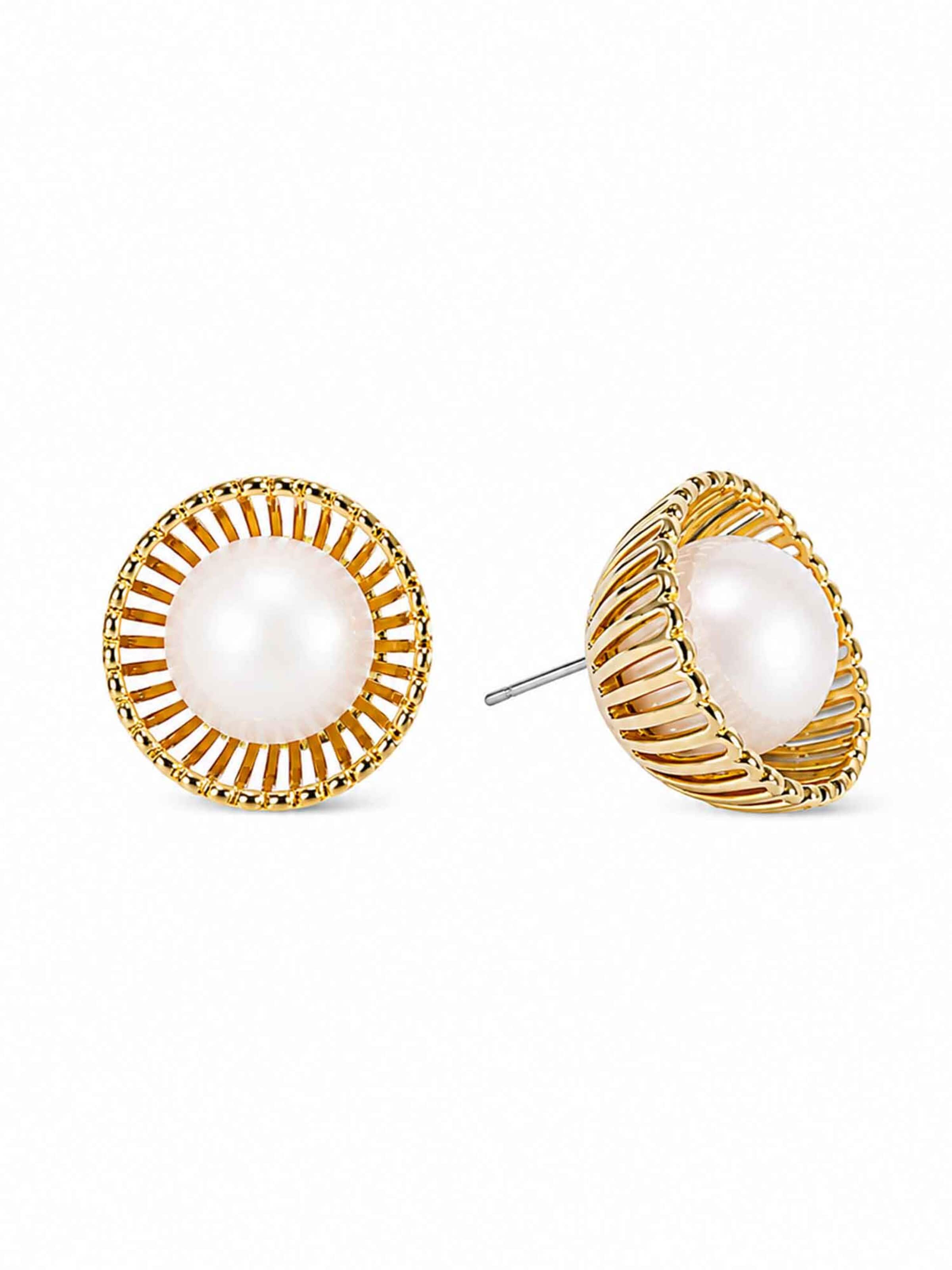 RteRme Náušnice 'Liora Pearl Encased Stud Earrings' – zlatá