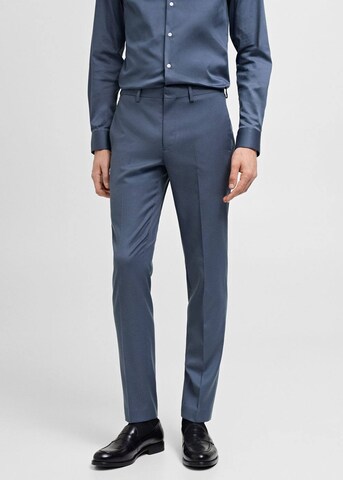 MANGO MAN Slim fit Pleated Pants 'Paris' in Blue: front