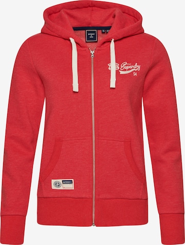 Superdry Zip-Up Hoodie 'Script' in Red: front