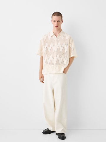 Bershka Klasický střih Košile – béžová