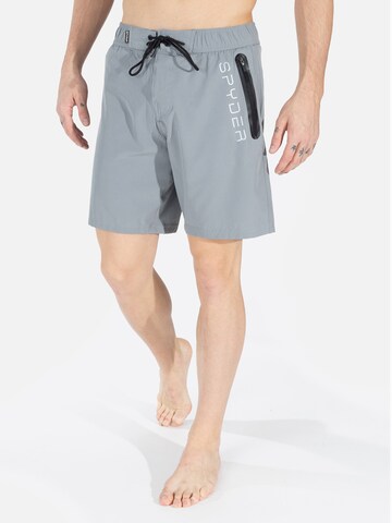 Pantaloncini sportivi da bagno di Spyder in grigio: frontale