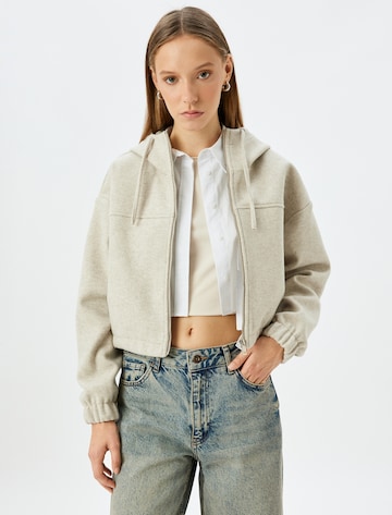 Koton Zip-Up Hoodie in Beige: front