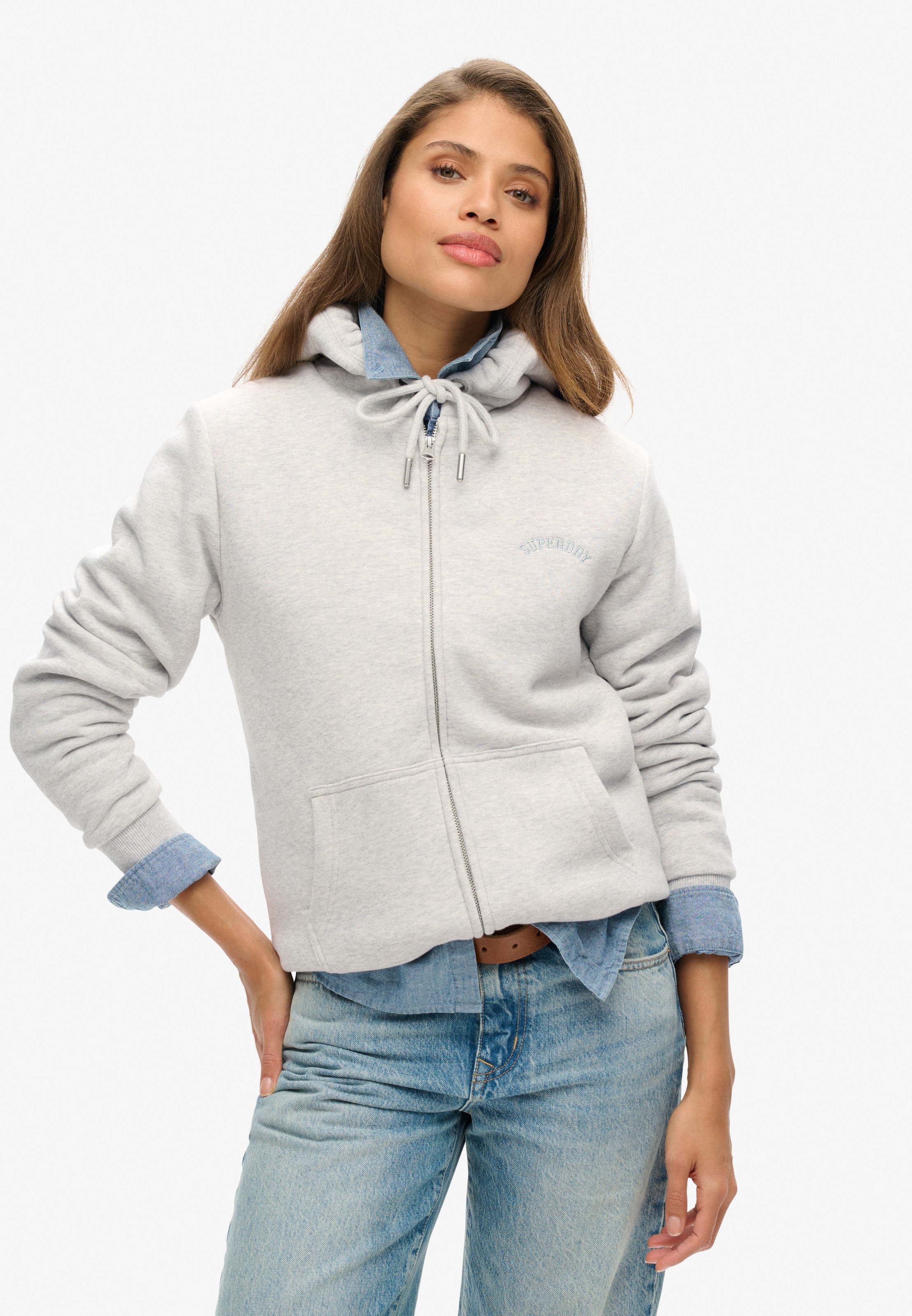 Superdry Sweatjacke in Grau: Vorderseite